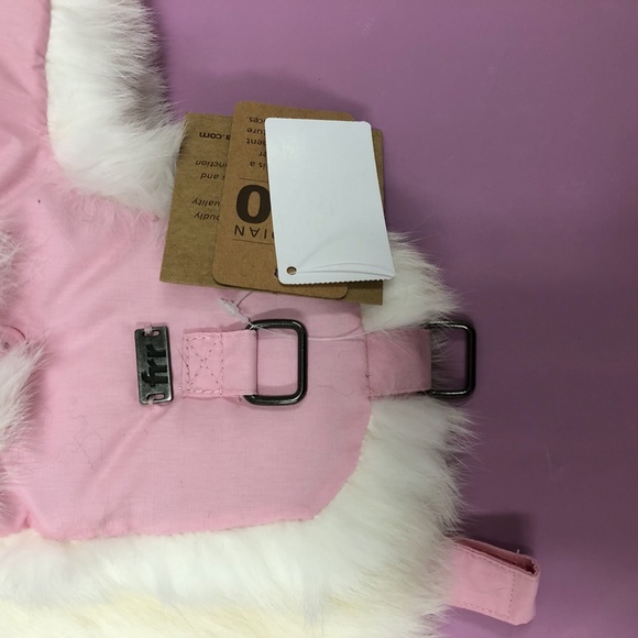 Pink Taslon Trapper with White Rabbit Fur Size S/M